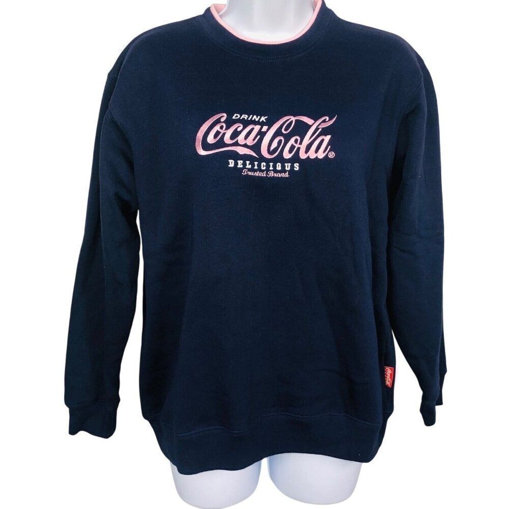 Vintage 90s Coca Cola Womens Sweatshirt S Blue Pink Crewneck New